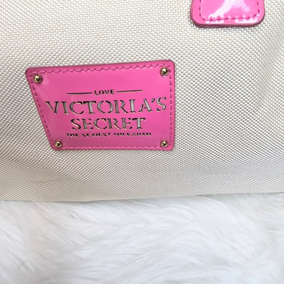 Victoria's Secret Pink and Cream Satchel Bag "Love The Sexist On Earth" NWOT - Picture 5 of 14